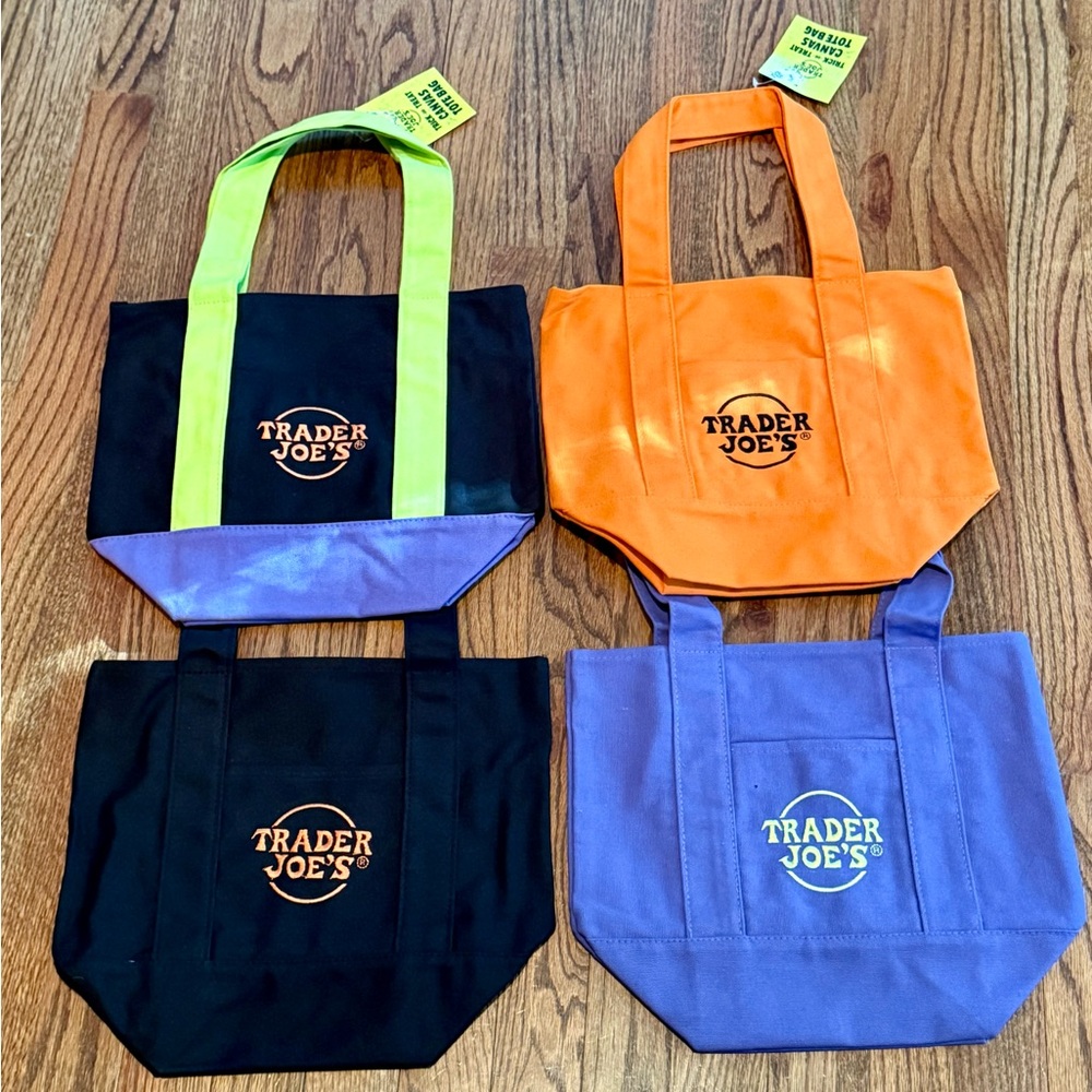 Trader Joe's Halloween Mini Canvas Tote Bag - Set of 4